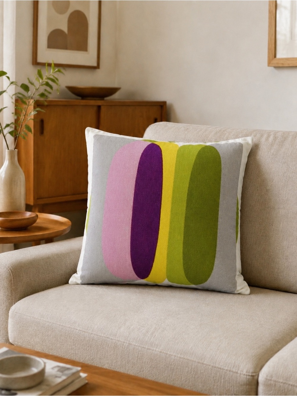 IKEA MALIN FIGUR Pillow Cover + Feather Insert Mid-Century Modern Contemporary